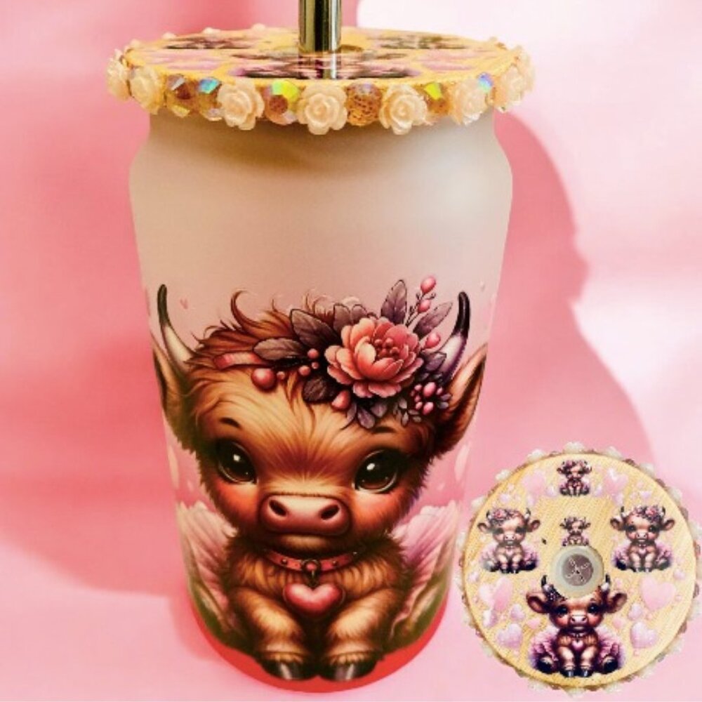 Cute Cow Glass Tumbler